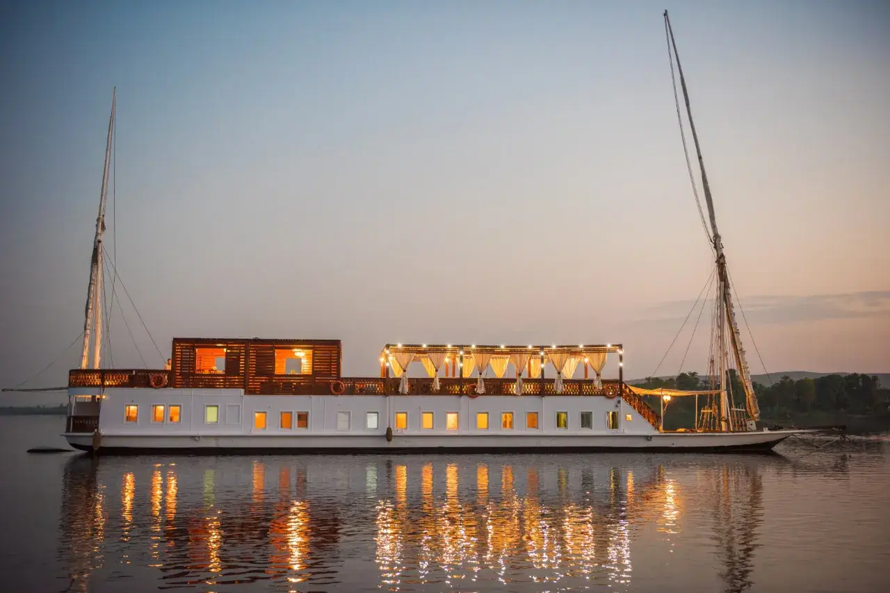 Luxury Dahabiya Nile cruise sailing on the Nile River
