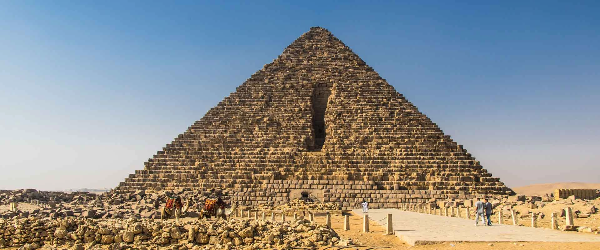 Great Pyramid of Khufu at Giza Plateau under clear sky