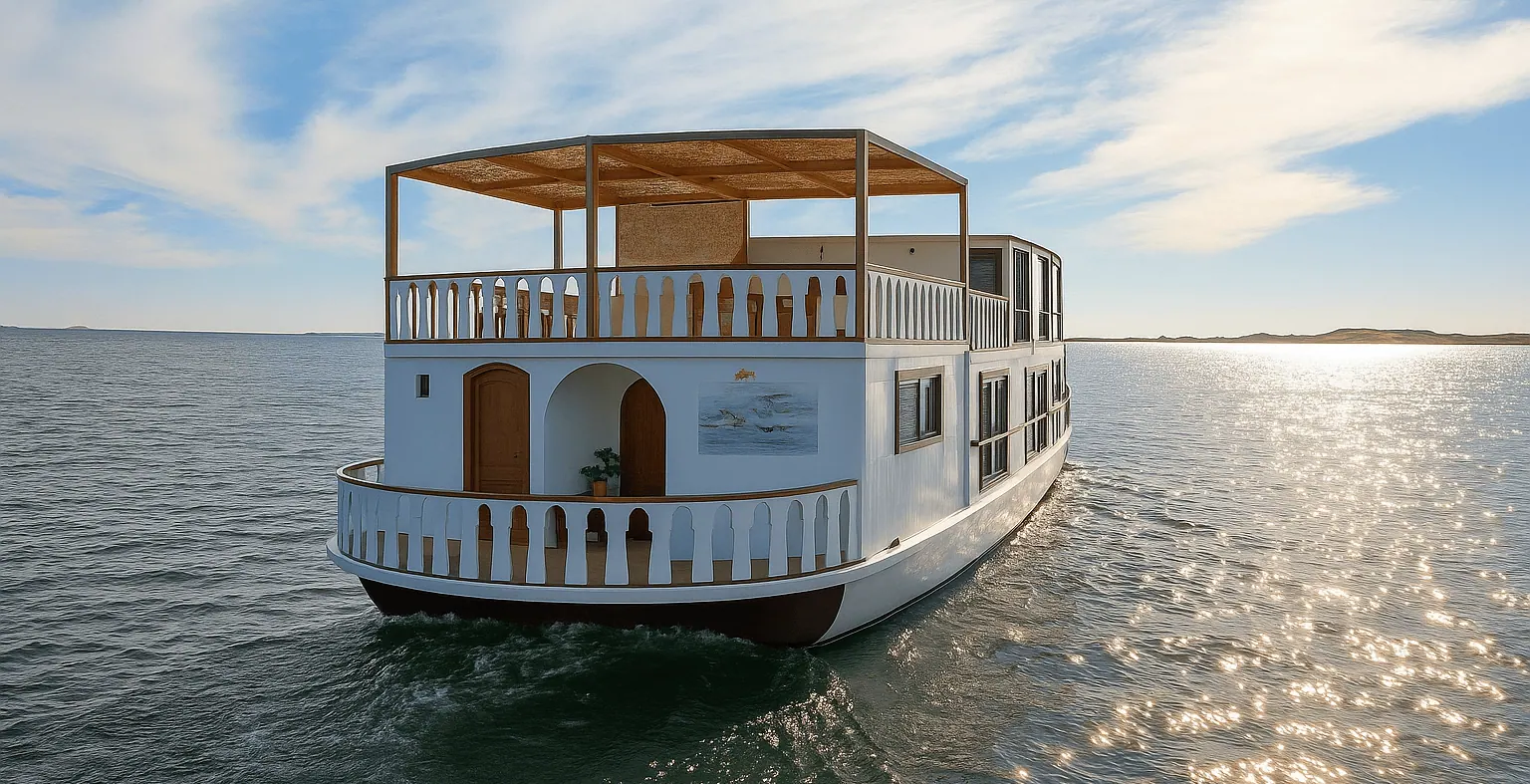 Traditional boutique Dahabiya sailing boat on the Nile