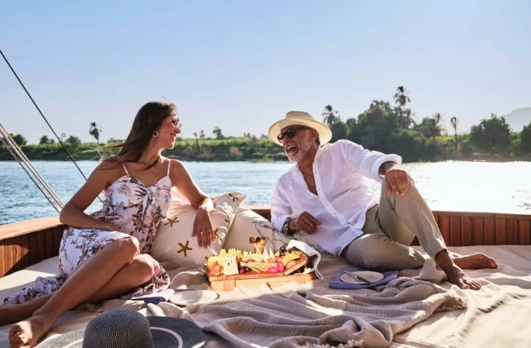 Couple enjoying a romantic luxury Nile Dahabiya