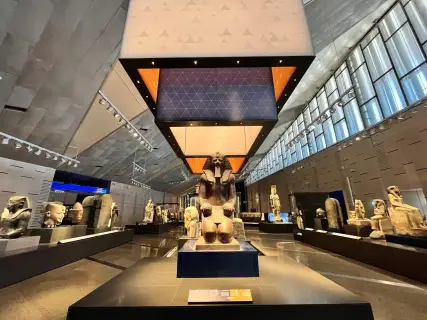 Giza Pyramids & Grand Egyptian Museum Tour featuring Ramses II statue at GEM Cairo