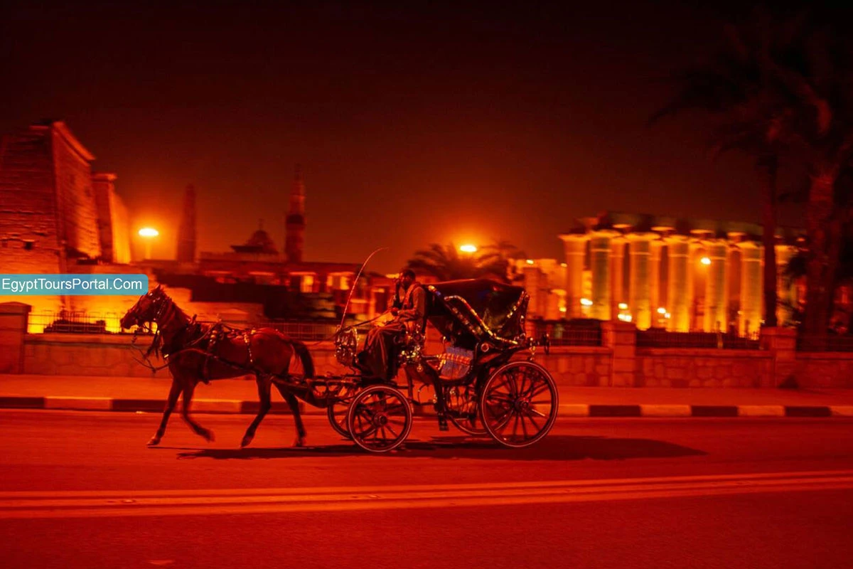 Tour notturno della città di Luxor in carrozza trainata da cavalli