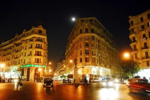 Cairo Tour at Night at Talaat Harb Street with vibrant nightlife