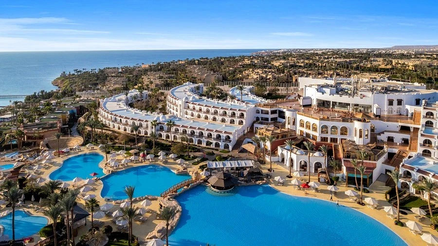 Beautiful Sharm El Sheikh coastline with turquoise Red Sea waters