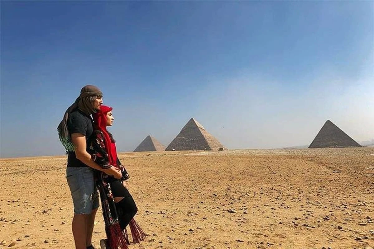 Romantic couple exploring Egypt's ancient wonders