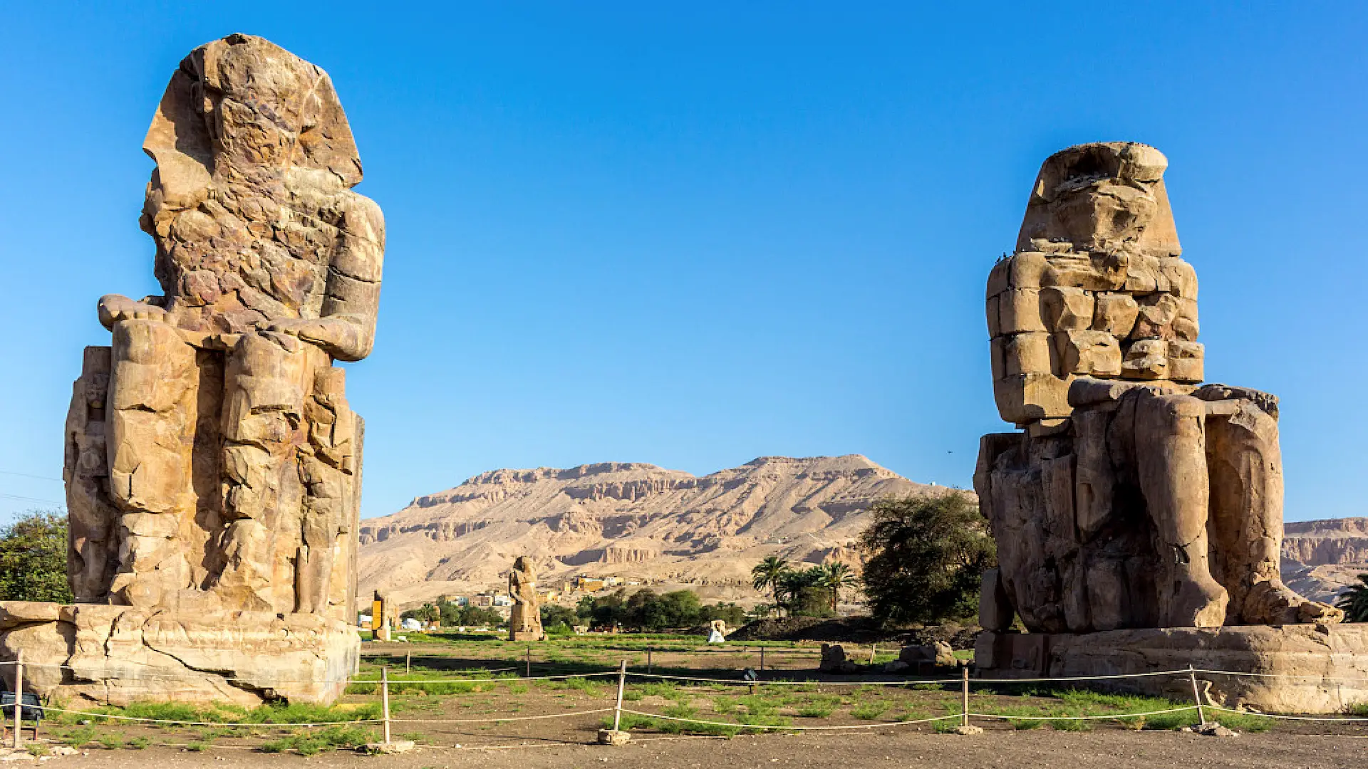 Colossi of Memnon giant statues in Luxor Egypt