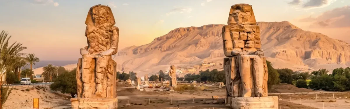 Colossi of Memnon Luxor Egypt ancient giant statues of Amenhotep III