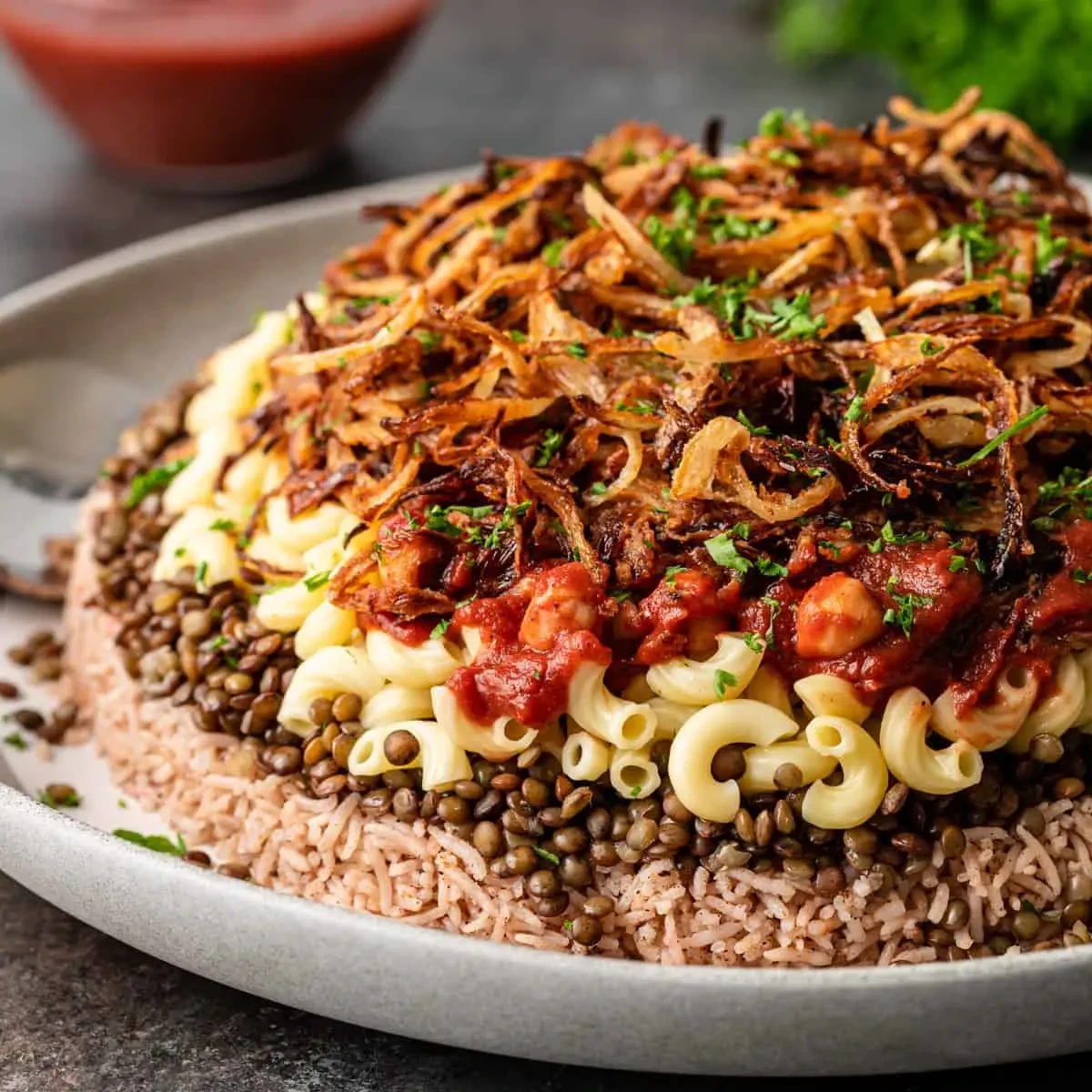 popular Egyptian street food koshari meal