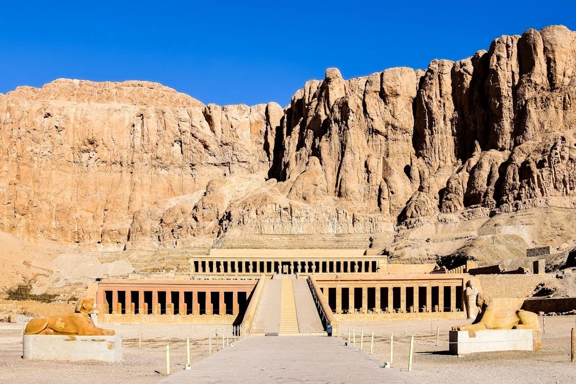 Hatshepsut Temple rising dramatically beneath desert cliffs