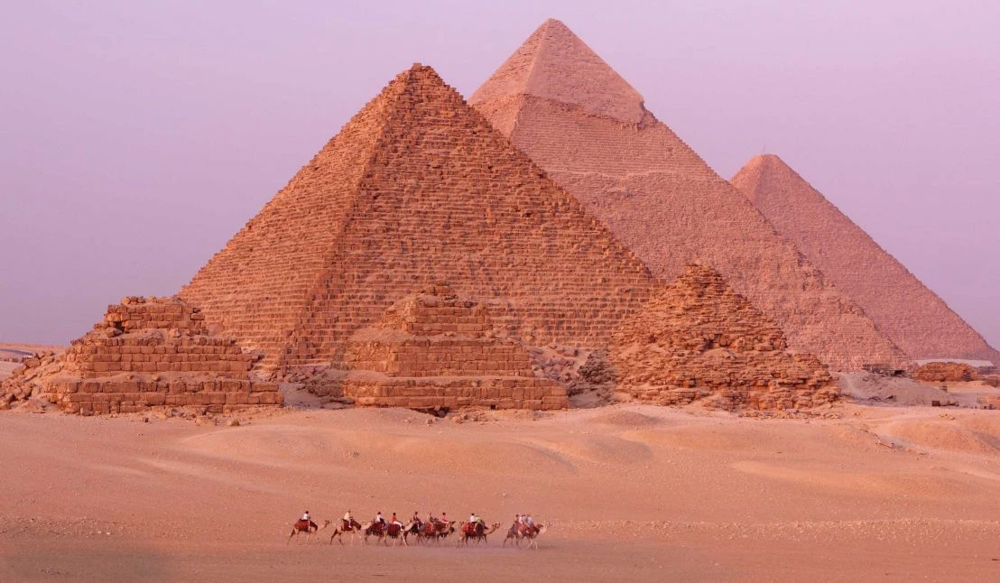Great Pyramids of Giza at sunset