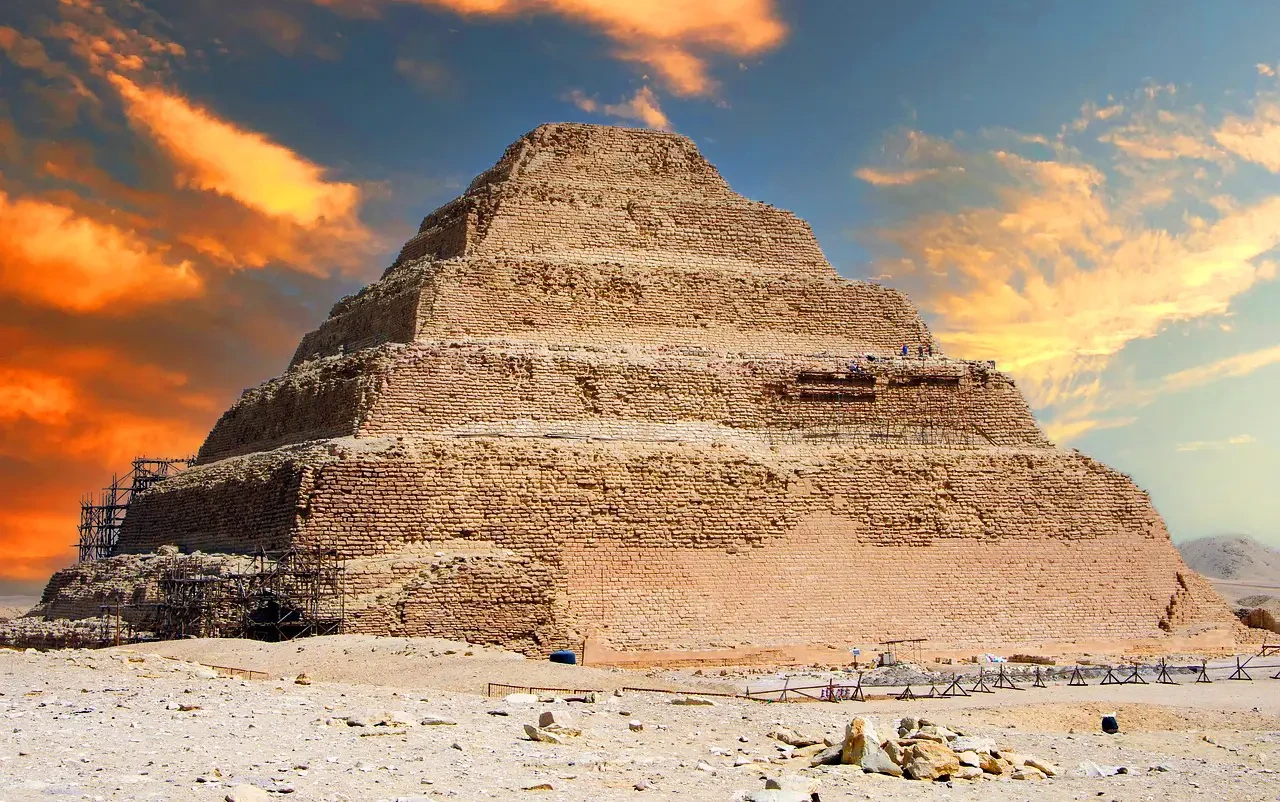 Ancient Step Pyramid of Djoser at Saqqara Necropolis near Cairo