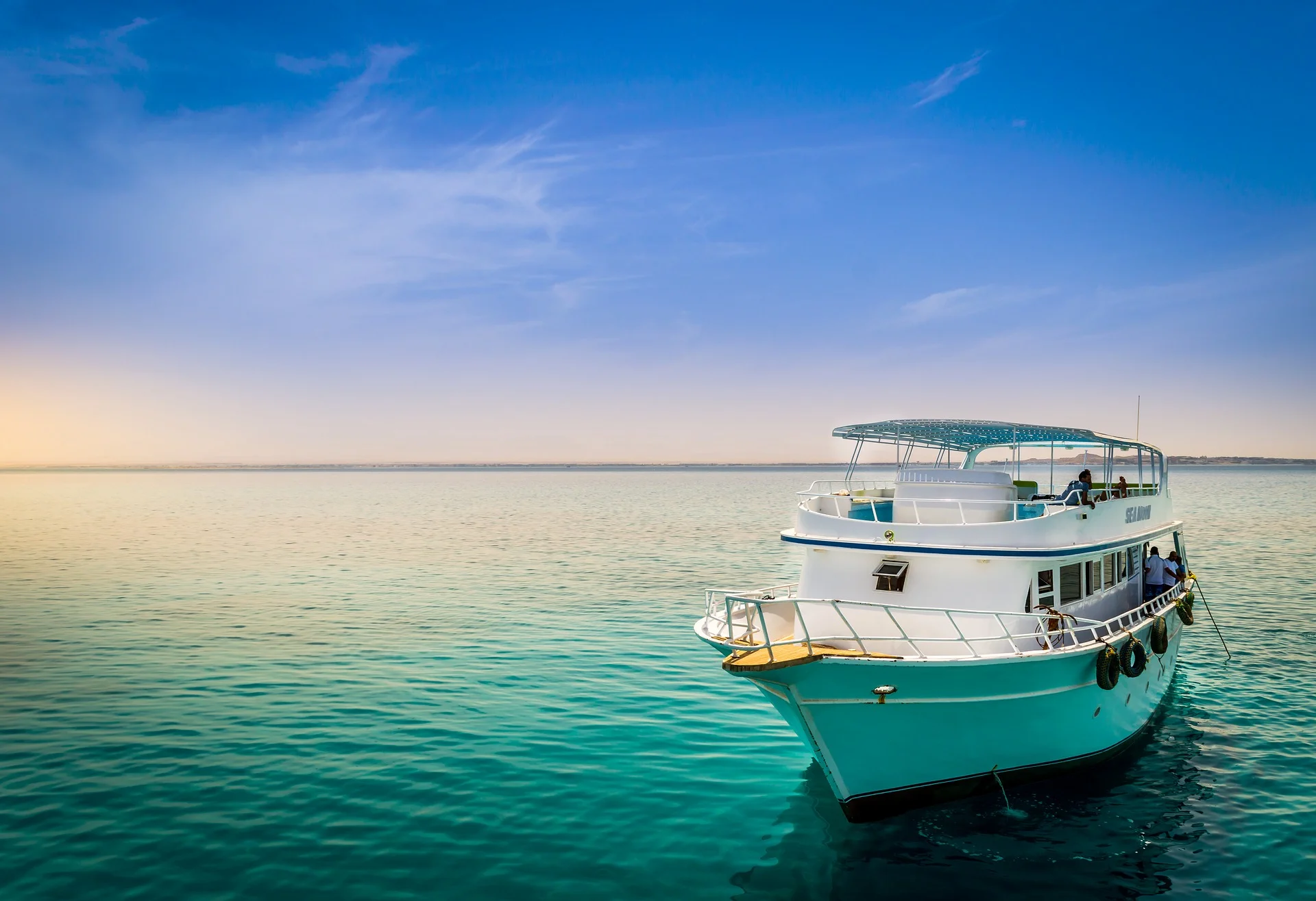 Yacht cruising across the Red Sea in Ain Sokhna, Egypt