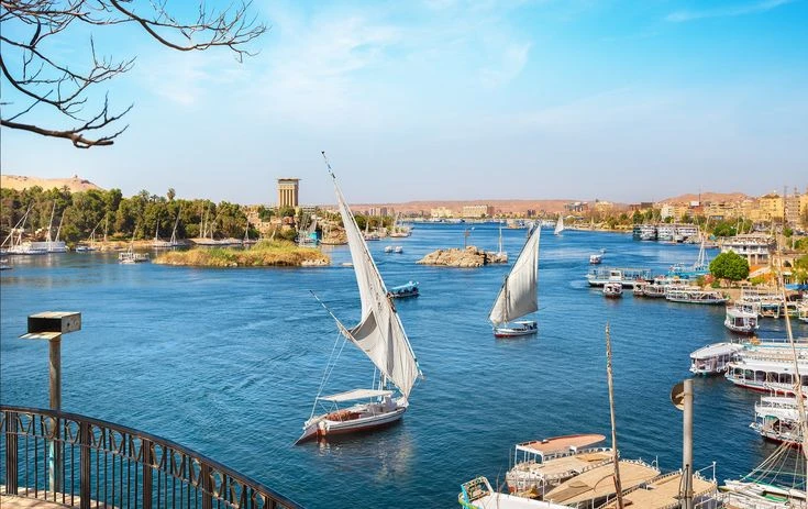 Scenic Nile River view in Aswan during a luxury Egypt tour.