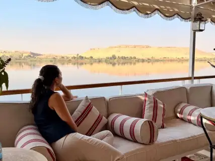 Scenic Nile view from Lake Nasser Cruise in Egypt.