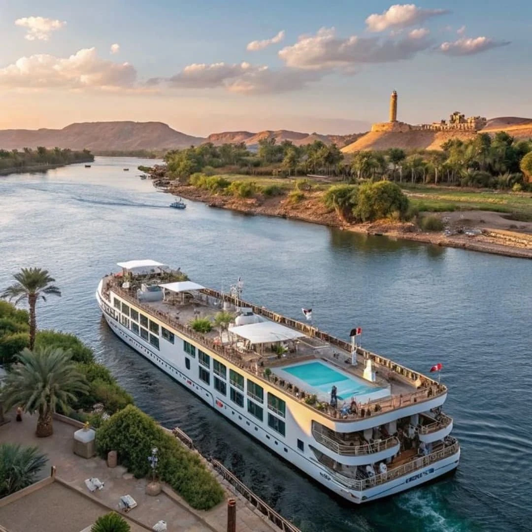 4 Days Nile River Cruise from Aswan to Luxor offering a scenic and relaxing